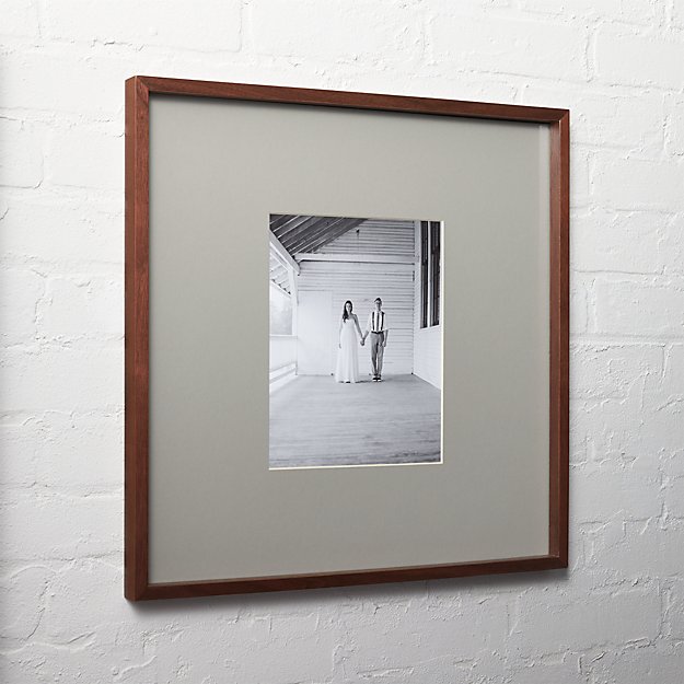 gallery walnut 8x10 picture frame with grey mat | CB2