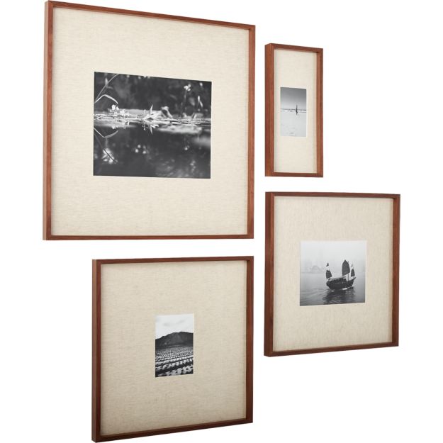 gallery walnut 11x14 picture frame with linen mat + Reviews CB2