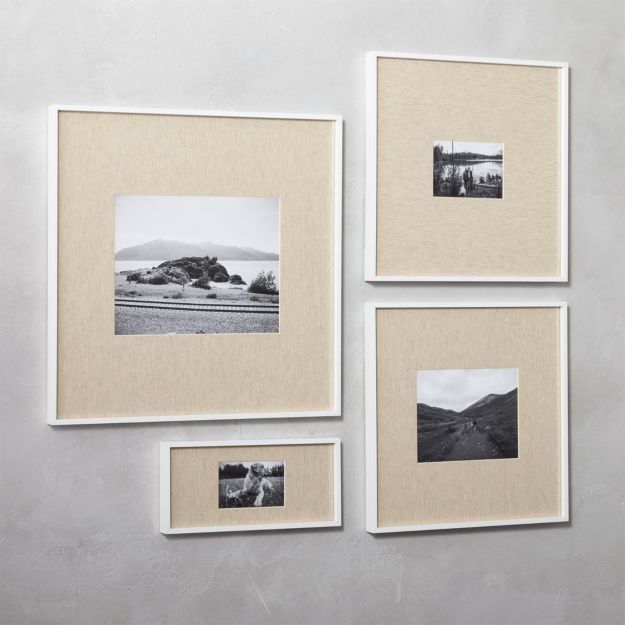 gallery white 11x14 picture frame with linen mat in picture frames + Reviews CB2