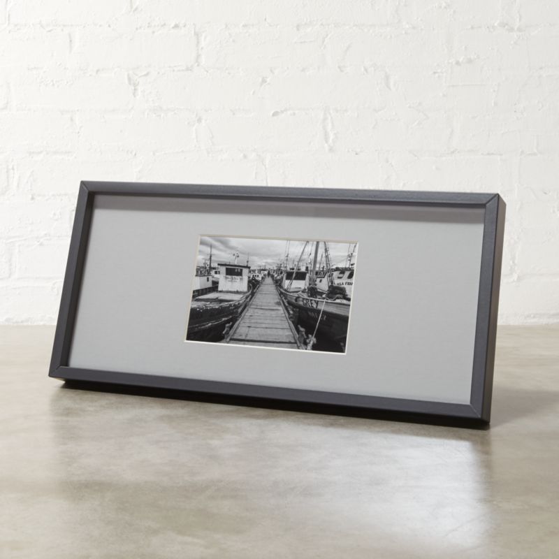 gallery black 4x6 picture frame with grey mat in picture frames