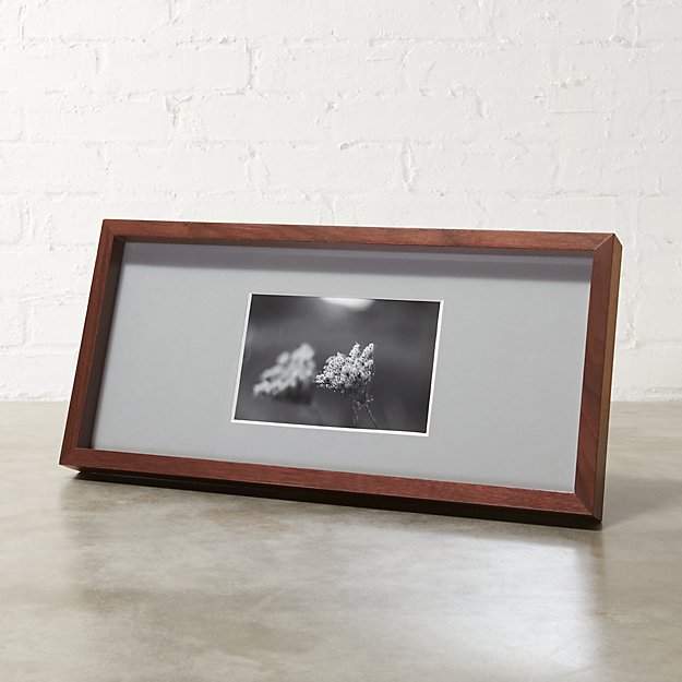 gallery walnut 4x6 picture frame with grey mat | CB2