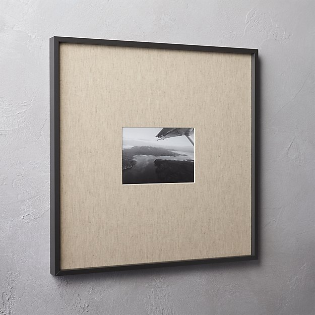 gallery black 5x7 picture frame with linen mat. CB2