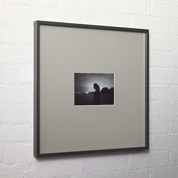 gallery black 5x7 picture frame with grey mat CB2