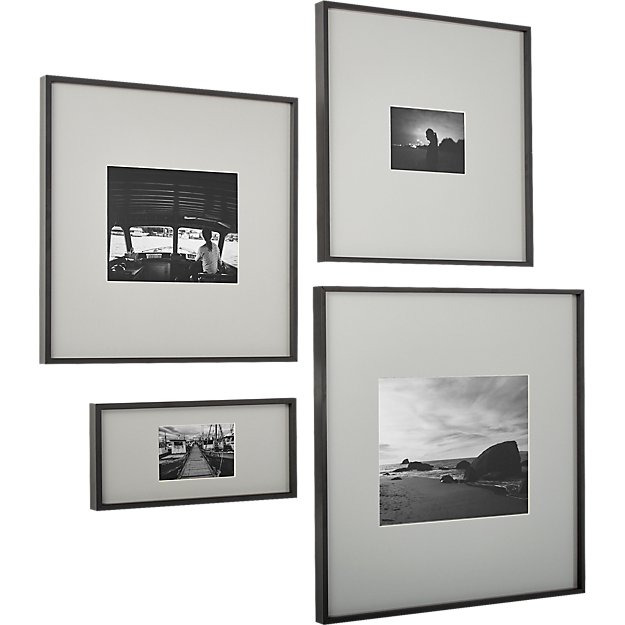 gallery black 5x7 picture frame with grey mat + Reviews | CB2