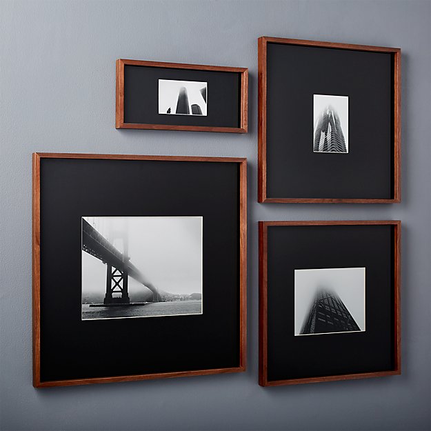 gallery walnut picture frames with black mats CB2