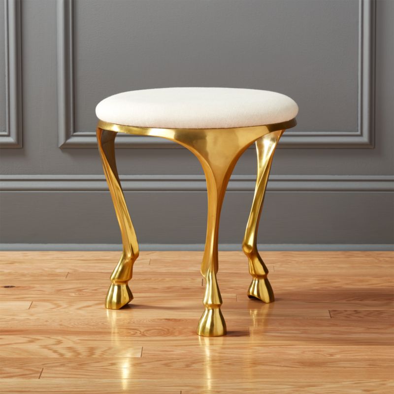 gallop white and gold stool + Reviews | CB2