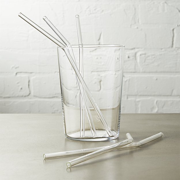 set of 8 glass straws CB2