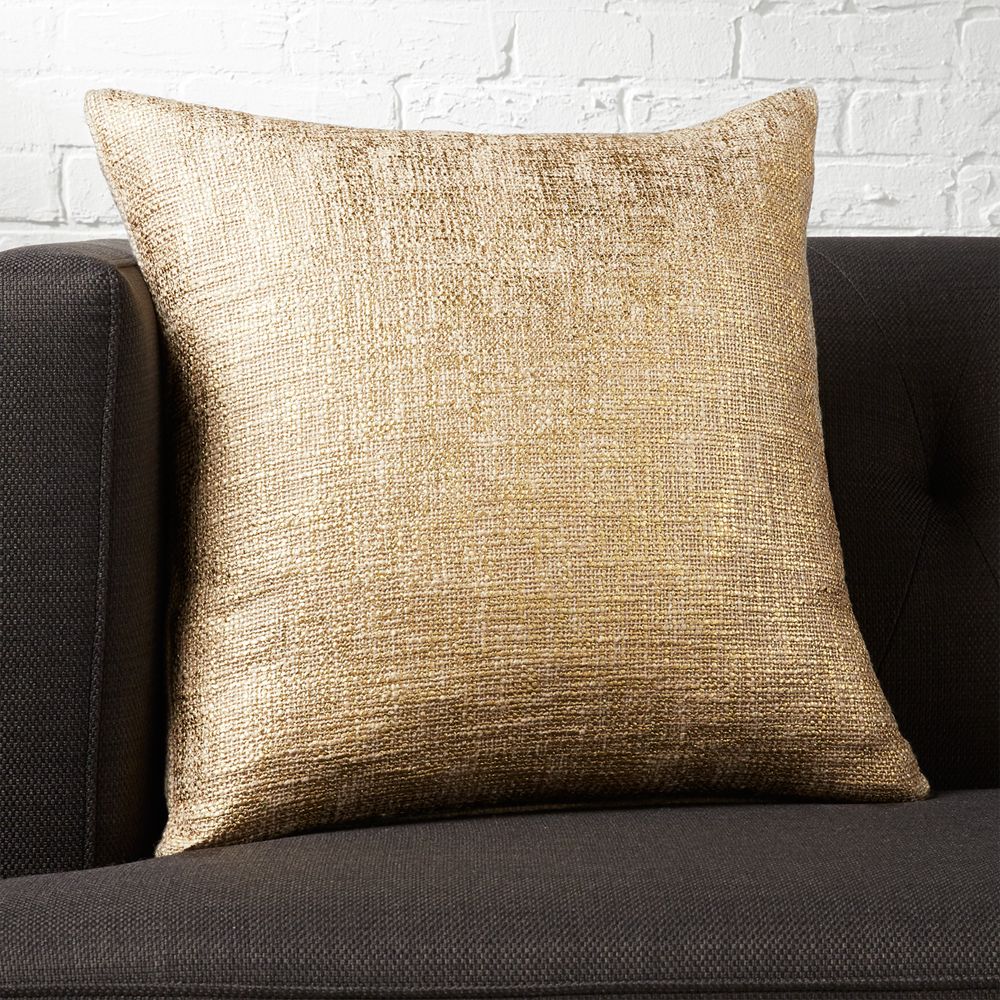 18" glitterati gold pillow with featherdown insert
