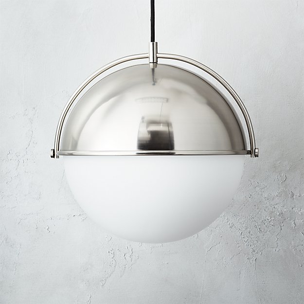 Globe Large Brushed Nickel Pendant Light. CB2