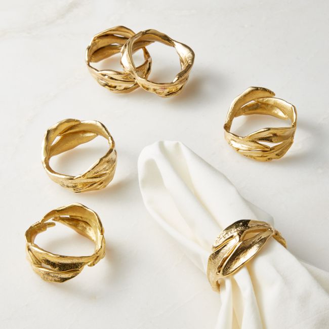 CB2 Glora Napkin Rings Gold Set of 6