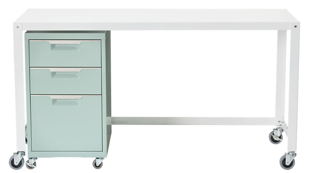 gocart white rolling console table CB2