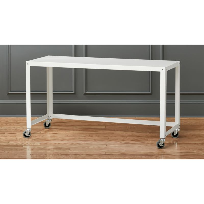 gocart white rolling desk CB2