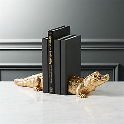 set of 2 alligator bookends