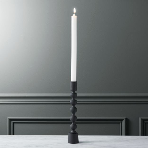 halo matte black taper candle holder in candle holders + Reviews CB2