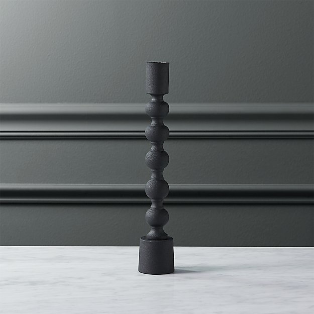 halo matte black taper candle holder CB2