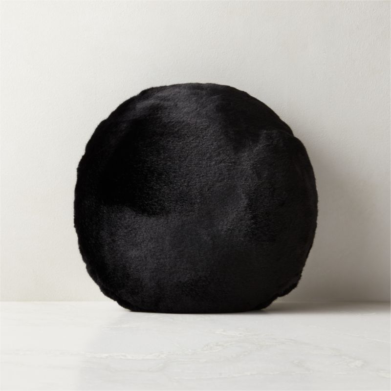 Harlee Round Black Throw Pillow 16
