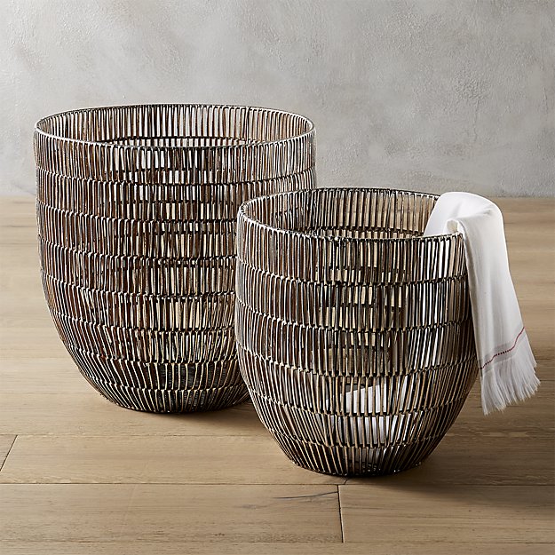 heavy large metal baskets CB2