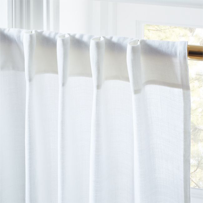 Online Designer Combined Living/Dining Heavyweight White Linen Curtain Panel 48