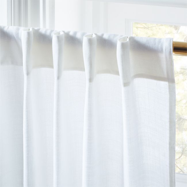 Online Designer Combined Living/Dining Heavyweight White Linen Curtain Panel 48"x96