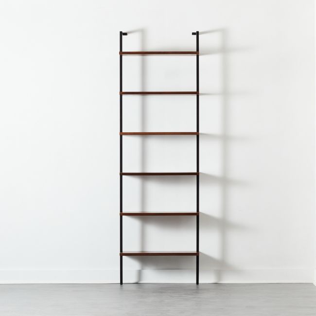Helix 70 Walnut Bookcase From Cb2, Stairway Black Wall Mounted Bookcase 96 Height