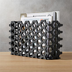 hex black magazine basket