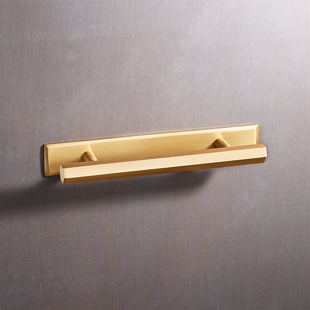 4" Hex Brushed Brass Handle with Backplate CB2