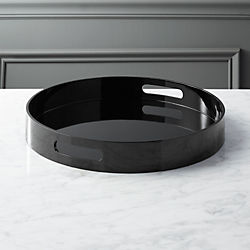 hi-gloss round black tray