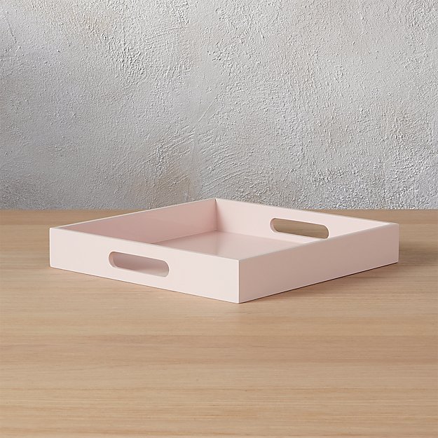 higloss small square pink tray CB2