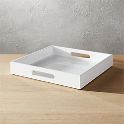 hi-gloss small square white tray