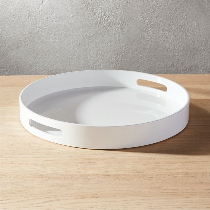 hi-gloss round white tray + Reviews | CB2