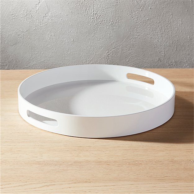 hi-gloss round white tray | CB2