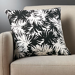 18" the hill-side palm leaves black and white pillow