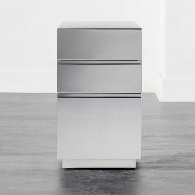 Hudson 3Drawer Polished Stainless Steel File