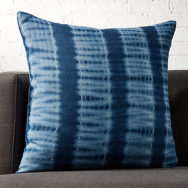 23" Indigo Blue Tie Dye Pillow with DownAlternative Insert CB2