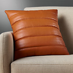 18" izzy saddle leather pillow with down-alternative insert