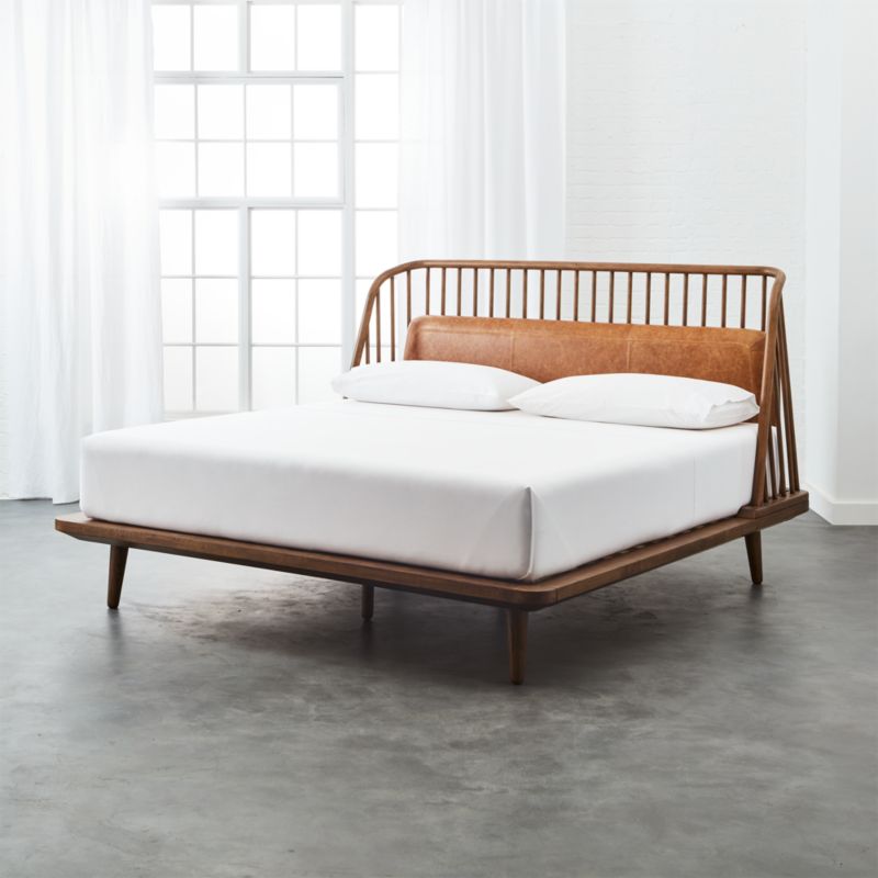 jarvis brown leather king bed | CB2