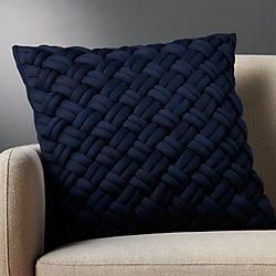 20" jersey interknit navy pillow with down-alternative insert