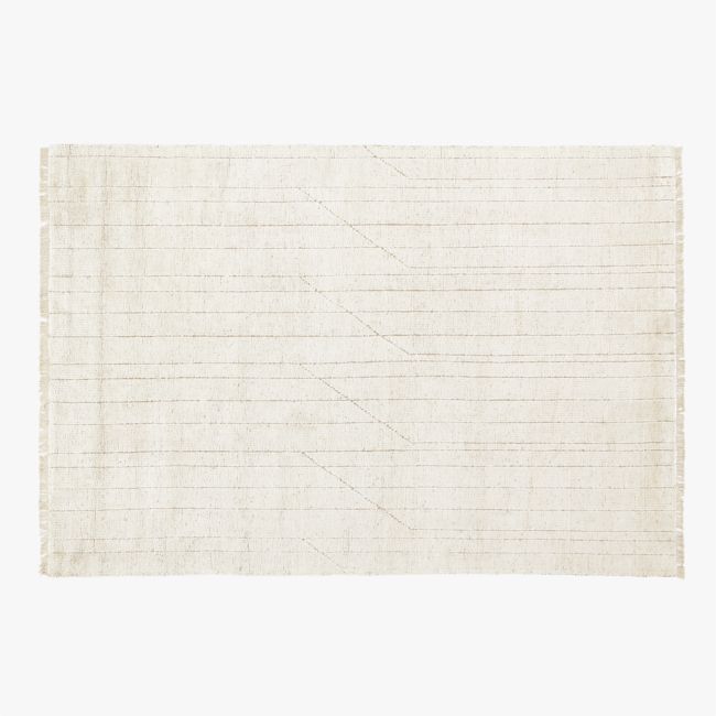 Online Designer Combined Living/Dining Kada Handknotted Viscose White Area Rug 6'x9'