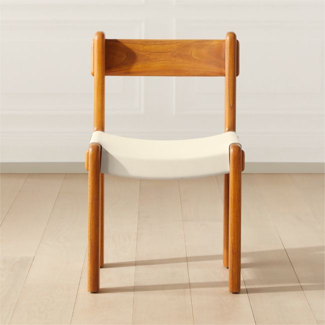 Kinsey Wood And White Leather Dining, Oval Back Dining Chair Cb2