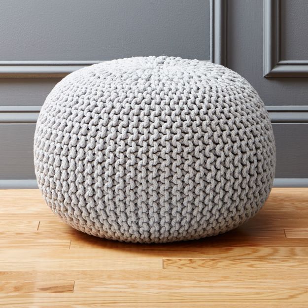 knitted silver pouf + Reviews | CB2