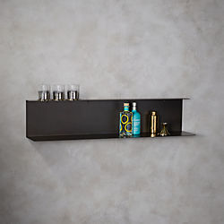 bent metal black wall shelf