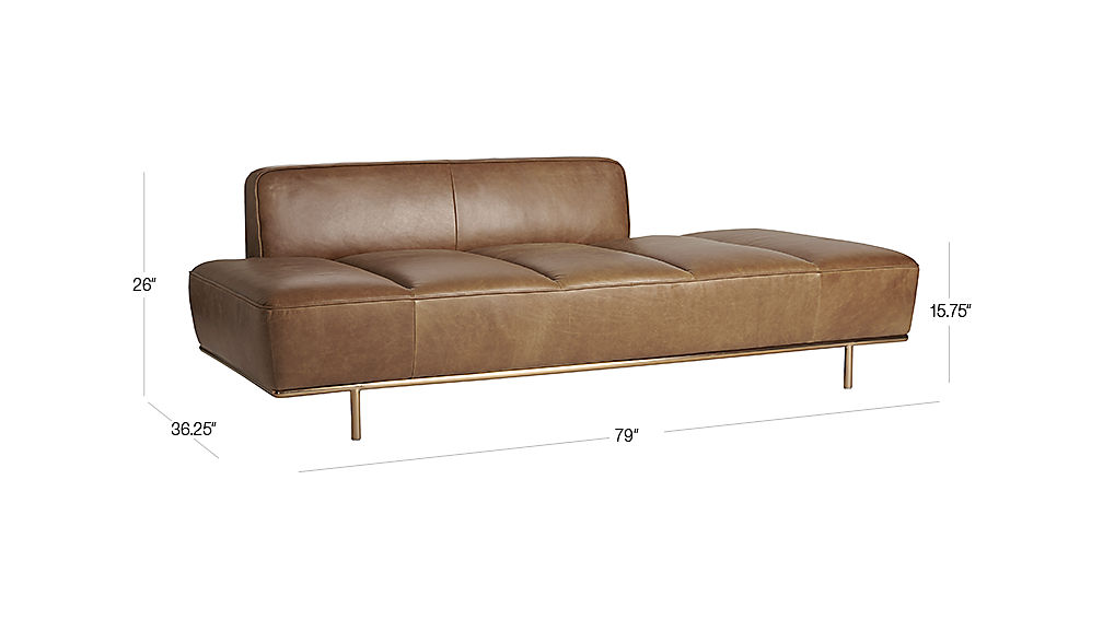 lawndale brown leather daybed with brass base CB2