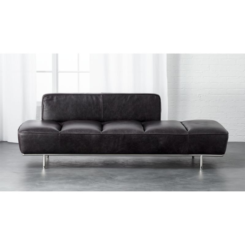 lawndale black leather daybed with chrome base CB2