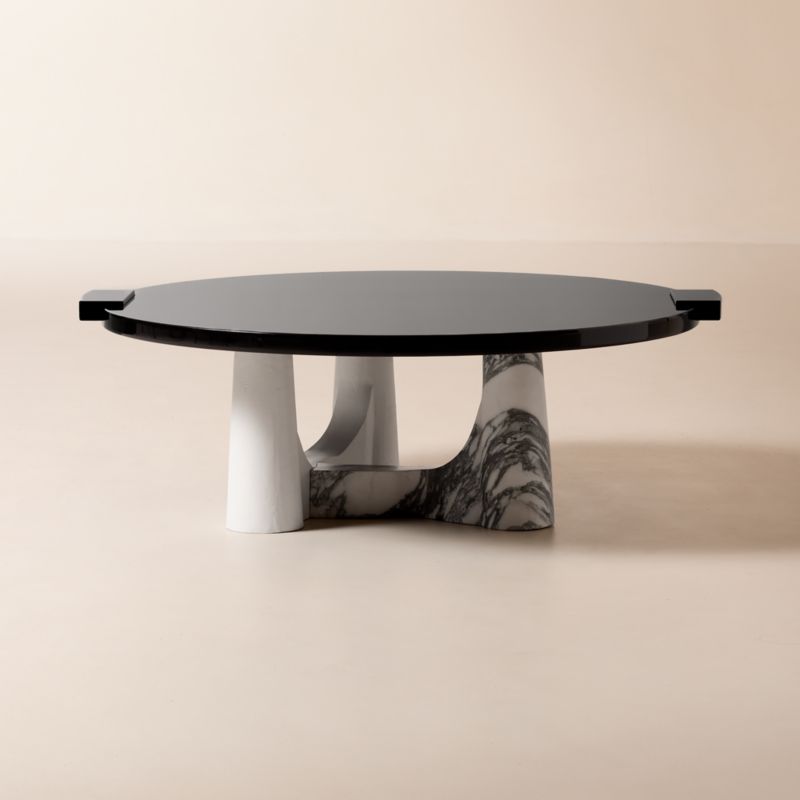 Anoki 57" Oval Grey Marbled Resin Coffee Table