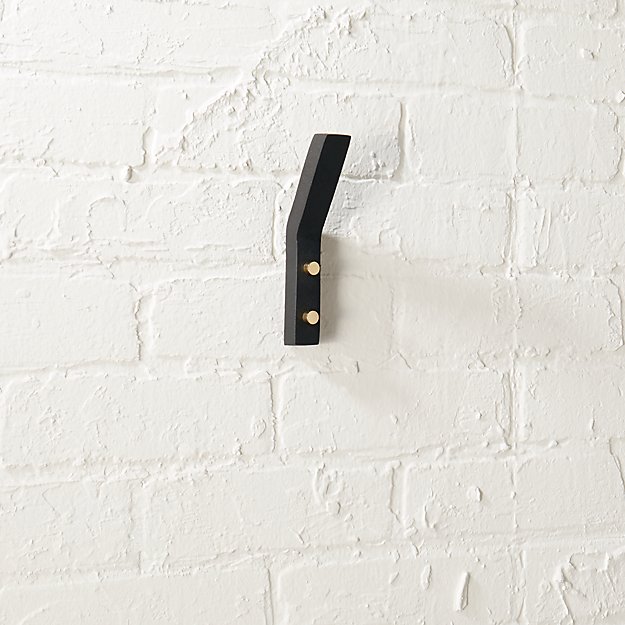 leaning edge matte black wall hook CB2