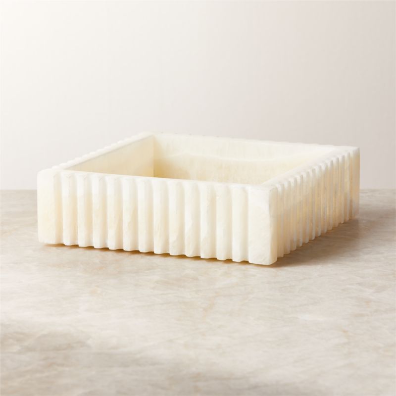 Anya White Swirled Resin Catchall Dish