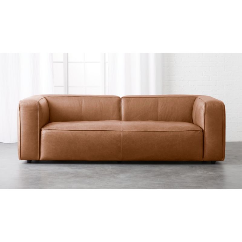 cb2 drops leather sofa