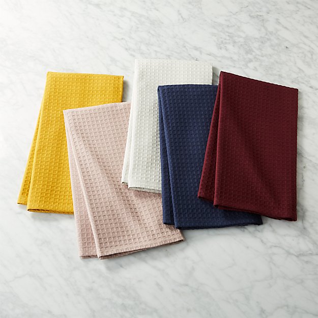 Waffle Weave MultiColor Kitchen Towels Set of 5 CB2