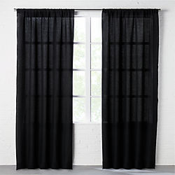 linen black curtain panel