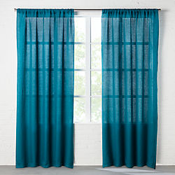linen teal curtain panel